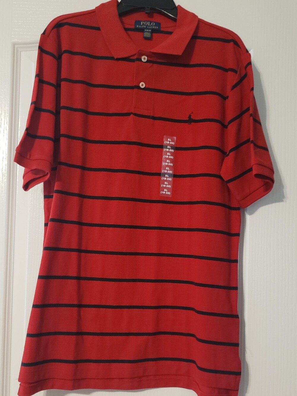 Polo by Ralph Lauren Red Polo with Black Stripes Boys XL NWOT